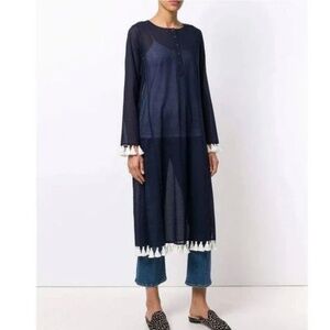 NEW Tory Burch Sandy Tassel-Trim Midi Tunic Dress – Navy | Size Small